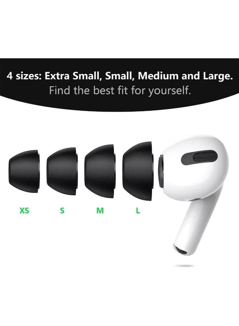 4 أزواج من أطراف الأذن البديلة لسماعات AirPods Pro من الجيل الثاني/الأول، أطراف أذن سيليكونية بدون ألم، عزل أفضل للضوضاء، سماعات بديلة مع مجموعة تنظيف 3 في 1 وتناسب علبة الشحن (أسود، XS/S/M/L) - Image 2